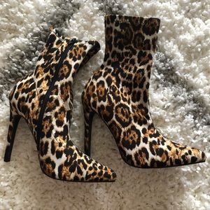 Leopard print booties